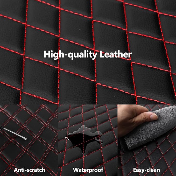 HChengkikz Faux Leather Full Set Car Seat Covers, Front & Split Rear | Bench Seat Protectors, Easy to Install Universal Fit for Sedans, Trucks, Vans, SUVs Automotive Interior Accessories