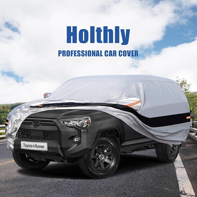 10 Layers SUV Car Cover Custom Fit for Toyota 4Runner (2002-2026) Waterproof All Weather for Automobiles, Full Cover Rain Sun UV Protection.Silver