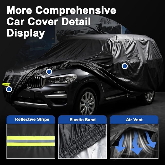 Favoto Car Cover Sedan for Automobiles Waterproof All Weather Protection | Outdoor Full Exterior Covers Breathable Universal Fit Sedan (194-208 in) for S-Class, Charger, Model S etc.
