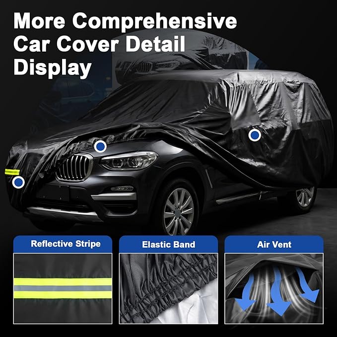 Favoto Sedan Car Cover for Automobiles Waterproof All Weather Protection | Dust Rain Sun Windproof Car Tarp Outdoor Universal Fit Sedan (186-193 in) for Camry, Fusion, Accord etc.