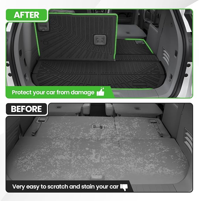 Traverse Cargo mat - Trunk Mat for Chevy Traverse 2009-2017, All Weather Trunk Mat & Backrest Mat for Traverse Accessories, Heavy Duty Rubber Mats, Car Accessories