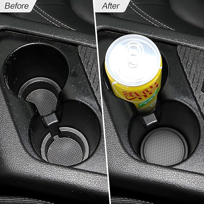XINLIYA Car Cup Holder Coaster, 4 Pack 2.78 Inch Diameter Non-Slip Universal Insert Coaster, Durable, Suitable for Most Car Interior, Accessory for Women and Men (Gray)