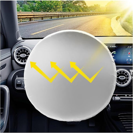 Steering Wheel Cover Sun Shade for Car,210T Titanium Silver Car Wheel Cover for Blocking Sunlight & Protecting Steering Wheels,Plus Size Steeringwheel Covers for 16.54" Diameter (Titanium Silver)