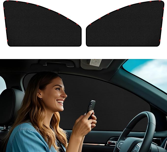 ZATOOTO Car Window Shades for Front Side Window Suede Sun Shade for Privacy | 2PCS Side Window Curtains UV Protection, Car Window Cover for Block Out Light for Camping, Sleeping, Cloth Changing
