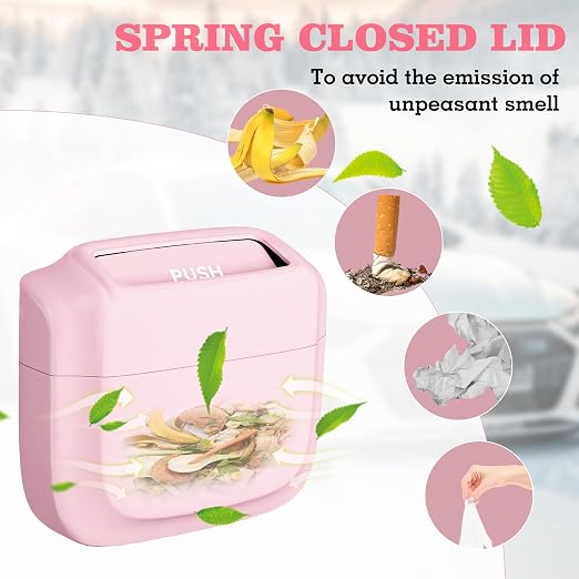 Car Trash Can with Lid, Built-in Storage Garbage Bag, Leakproof Vehicle Trash, Car Accessories for Interior, Mini Garbage Bin for Automotive, Office, Kitchen, Bedroom, with 30pcs Trash Bags