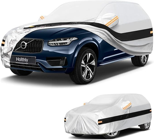 10 Layers SUV Car Cover Custom Fit for Volvo XC90 (2015-2026), Waterproof All Weather for Automobiles, Outdoor Full Cover Sun Dust Rain Protection with Cotton. Silver