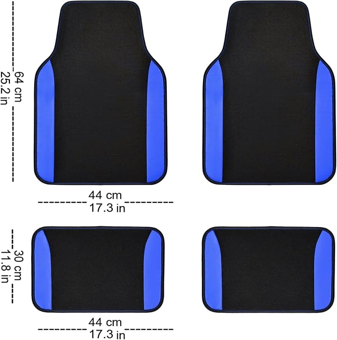 Flying Banner Car Seat Covers Front Seats Rear Bench Polyester car seat Protectors Easy installations Rear Bench Split Classic Man Lady Truck (Full Set - Low Back - Combo Pack, Black Blue)