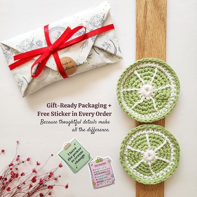 Cotton Crotchet Fruit Car Coaster Set (Lime Zing)