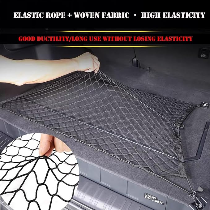 2 Pcs Trunk Organizer Cargo Net for 2024 2025 2026 Toyota Land Cruiser 250 1958 Prado Lc250 J250,Envelope Style&Rear Trunk Floor Style Cargo Net Car Trunk