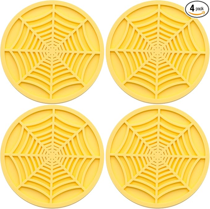 4PCS Car Cup Holder Coasters, 2.75 Inch Universal Non-Slip Insert Water Bottle Holder Pads, Car Interior Accessories Sets (Yellow)