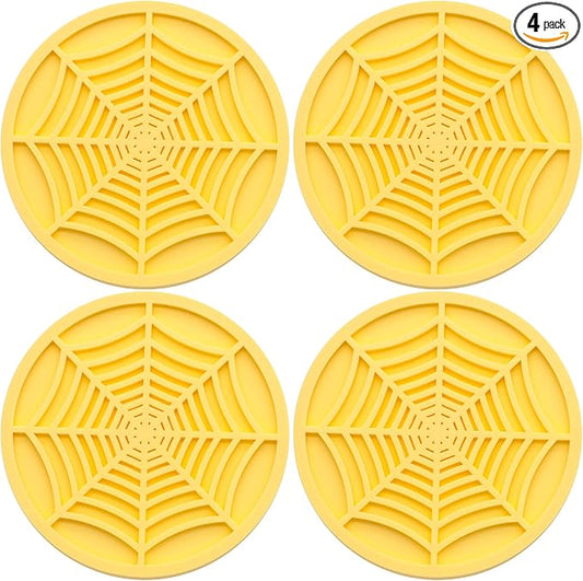 4PCS Car Cup Holder Coasters, 2.75 Inch Universal Non-Slip Insert Water Bottle Holder Pads, Car Interior Accessories Sets (Yellow)