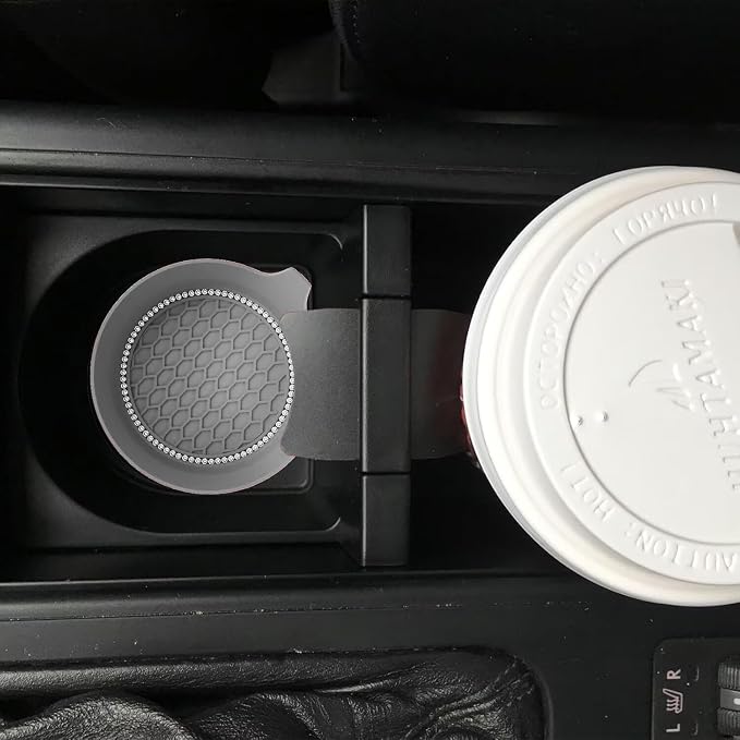 2 PCS Car Cup Coasters, Universal Cup Holder Coaster for Car Accessories, Bling CupHolders Insert for Women Non-Slip Silicone Car Cup Holder Coasters