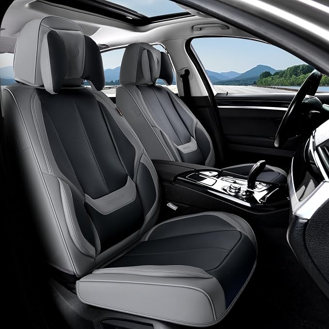Coverado Car Seat Covers, Seat Covers for Cars, Waterproof Leather Auto Seat Protectors, Leather Car Seat Cushion, Car Interiors Accessories Universal Fit for Most Cars