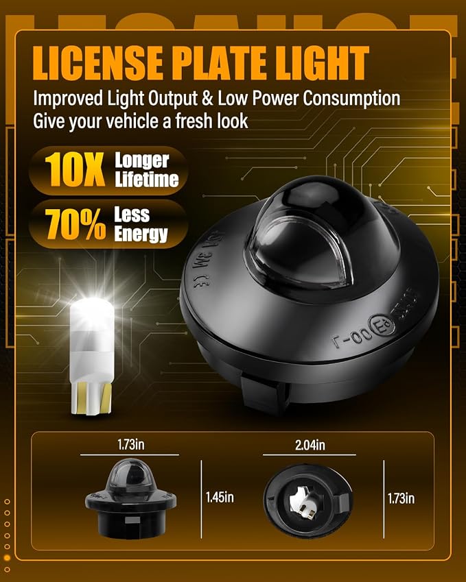 LESAUCE LED License Plate Lights Tag Light Lamp Assembly Compatible with Ford F150 F250 F350 F450 F550 Super Duty Ranger Explorer Bronco Excursion Expedition, 6000K White, Pack of 2