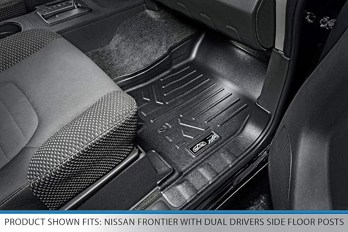 SMARTLINER Custom Floor Mats 2 Row Liner Set Compatible with 2005-2021 Nissan Frontier