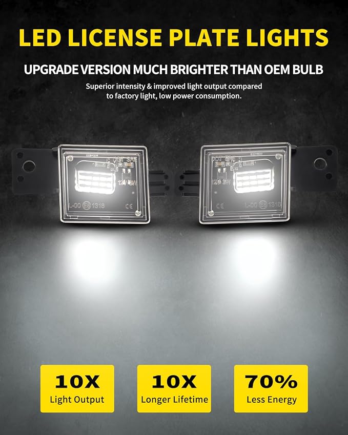 LED License Plate Lights Bright White Tag Lamp Assembly Replacement Compatible with Chevy 2015-2021 Colorado, 2014-2021 Silverado 1500, GMC 2015-2021 Canyon, 2014-2021 Sierra 1500, Pack of 2