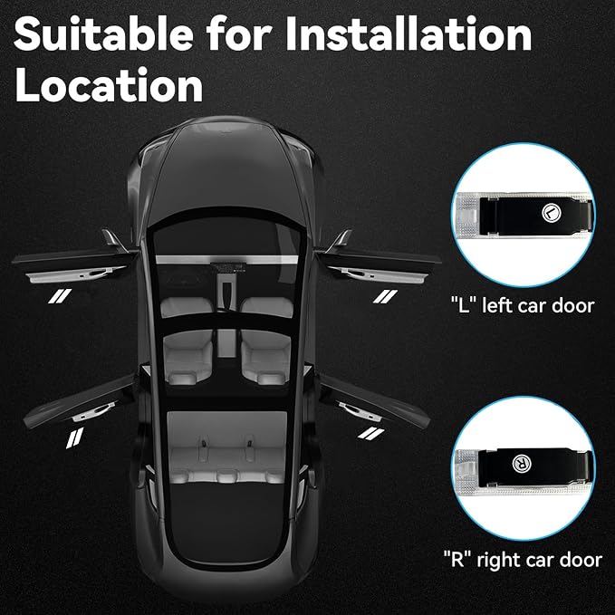2PCS Never Fade Door Lights Logo for Dodge Challenger Hornet GT R/T, Courtesy LED Welcome Puddle Projection Light Lamps Accessories (White)