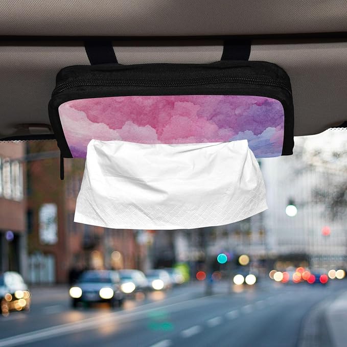 Car Visor Tissue Holder Mask Holder for Car, Car Tissue Box Sun Visor Napkin Holder Car Visor Accessories Adjustable Straps Reusable Durable Easy to Install Colorful Tie Dye