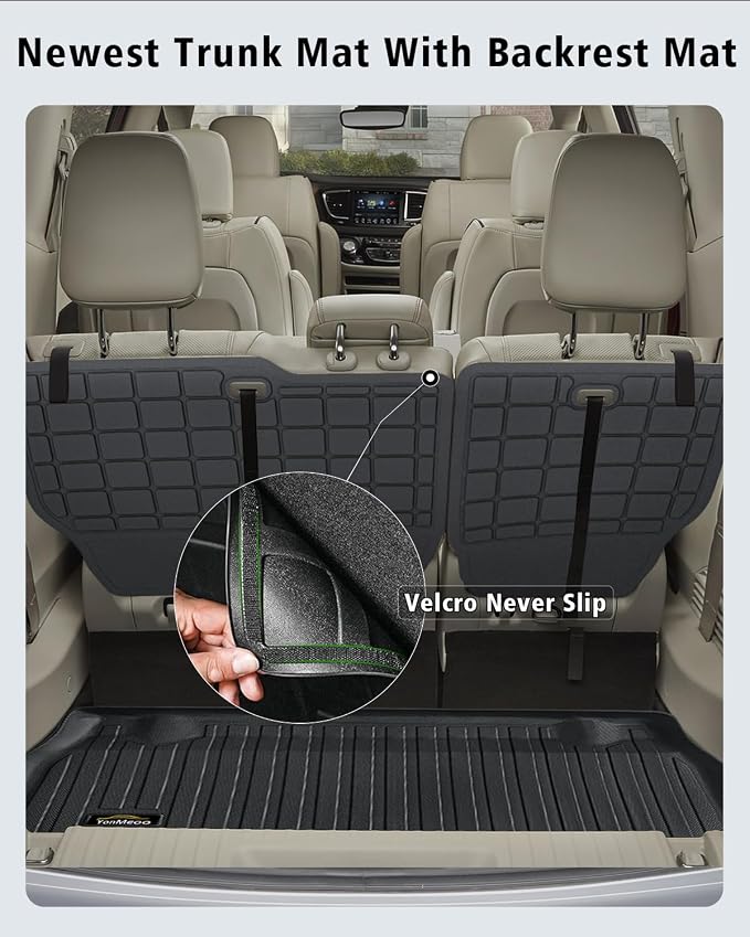 Floor Mats Custom for Chrysler Pacifica 2017-2025 2026 Gas 7-Seater | All Weather TPE Rubber Floor Liners, Cargo Liner, Backrest Mat Full Set for Pacifica Fuel Accessories (Non Hybrid & Pinnacle)