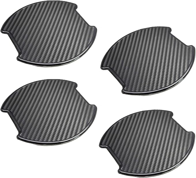 4Pcs Black Carbon Fiber TPU Car Door Handle Cup Protective Stickers Universal Door Handle Cups Scratch Protection Films