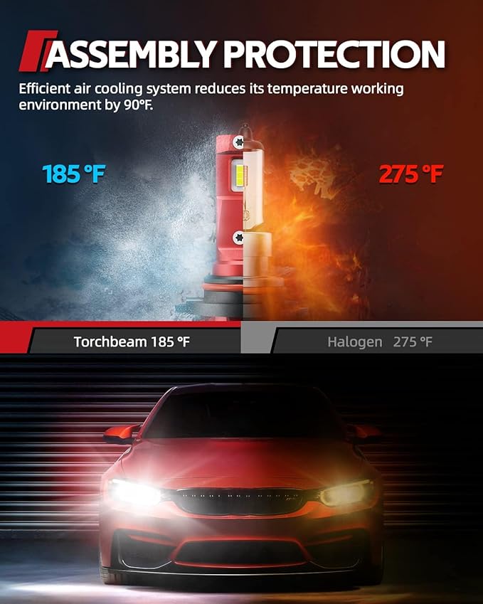Torchbeam 2026 9005/H11 LED Bulb Lights Kit, 118000LM 10X Brighter, 6500K Cool White, 1:1 Halogen Design, Canbus Ready, Fits 99% Vehicles, Plug and Play, Pack of 4