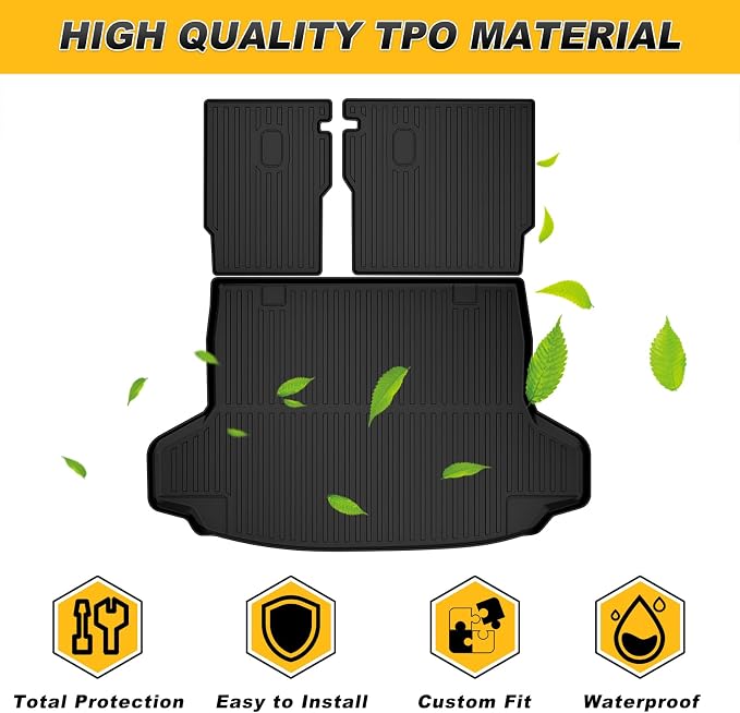 Cargo Mat & Backrest Mat Fit for Honda HRV 2023-2027 | for Acura ADX 2025-2026, All Weather TPE Custom Fit Trunk Mat Cargo Liner with Seatback Mat Accessories, Black