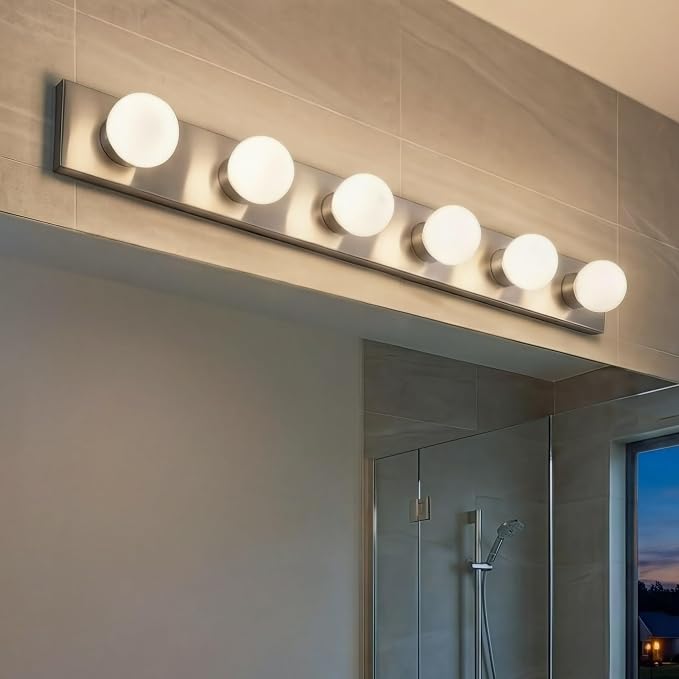 Kichler 626NI 36" Bath Bar 6-Light Vanity Light Fixture with Brushed Nickel Finish for Bathroom over Mirror, Traditional Style Lighting (36" L x 4.25" H), 626NI