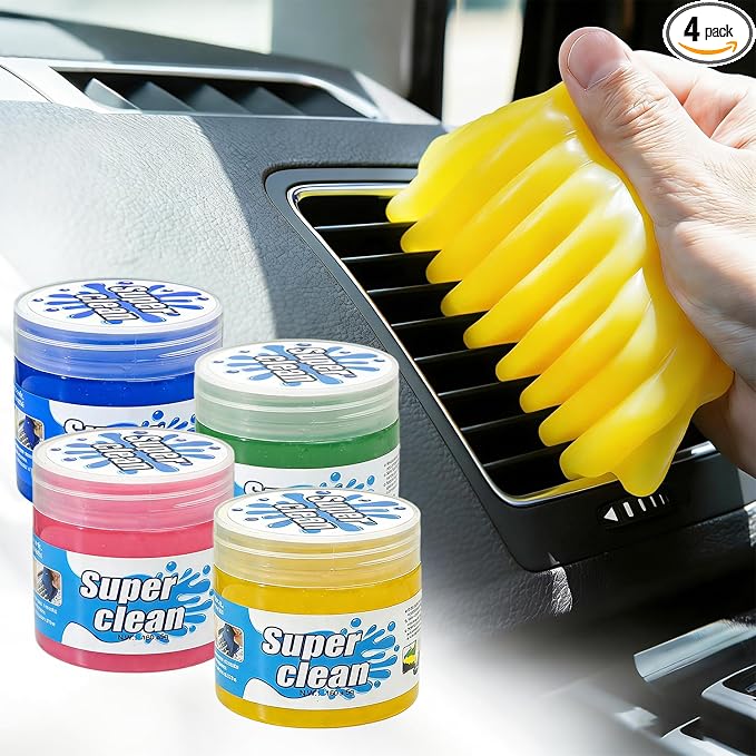 4-Pack Car Cleaning Gel, 5.6 oz Each, Universal Auto Cleaning Putty Slime, Dust Remover for Car Vents, Dashboard, Keyboard & Interior Accessories
