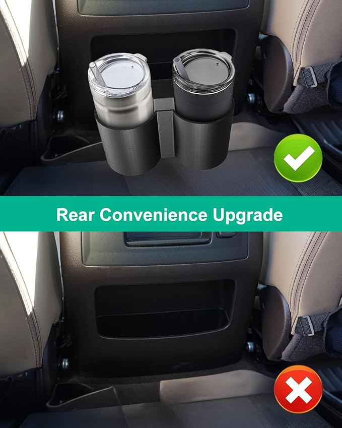 Rear Dual Cup Holder Compatible with Chevrolet & GMC | Fits for Yukon Denali Tahoe Suburban Sierra Silverado 2015-2020, 3-Inch Cupholder Durable Plastic