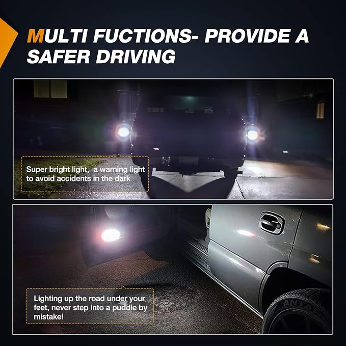 Nilight 2PCS LED Interior Door Panel Light Courtesy Warning Lights White Red for Chevy GMC Silverado Sierra 1500 2500 3500 HD Suburban Cadillac Escalade Hummer H2