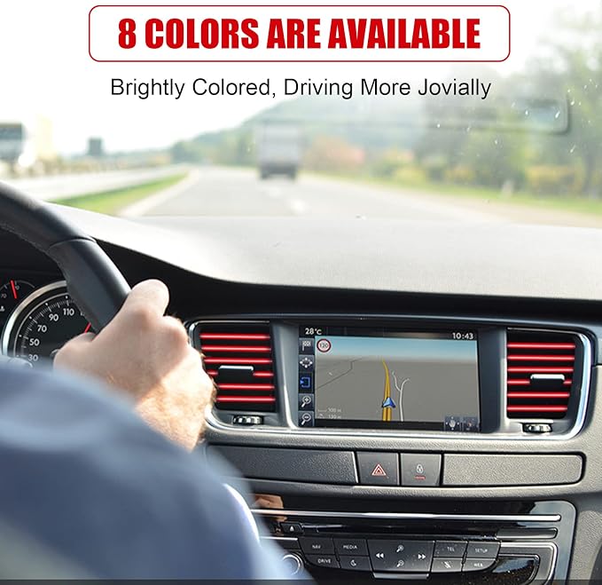 20 Pieces Universal Car Air Conditioner Vent Trim Decoration Strip Accessories, Waterproof Flexible Shiny Auto Car Interior Accessories for All Air Vent Outlet (A-Red - 20 Pieces)