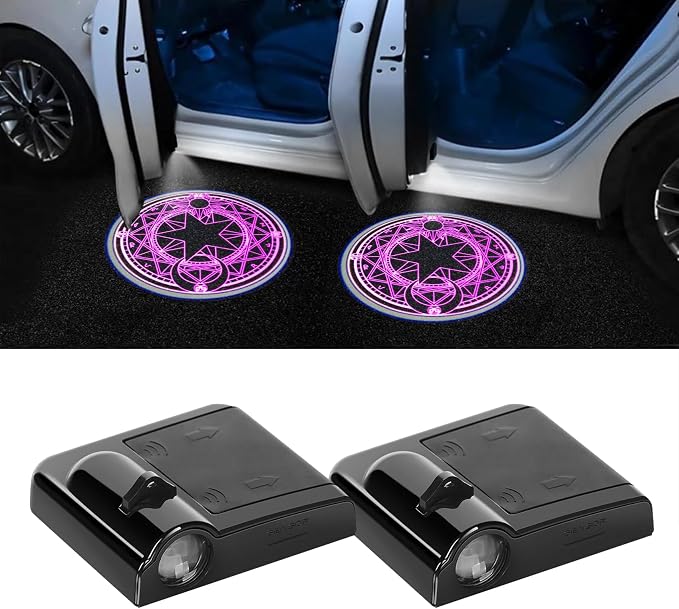 Zufoty 2PCS Car Door Light Projector, Wireless LED Car Door Paste Welcome Courtesy Light, LED Courtesy Ghost Shadow Welcome Lamp, Universal Car Accessories Fits Most Car SUV Truck