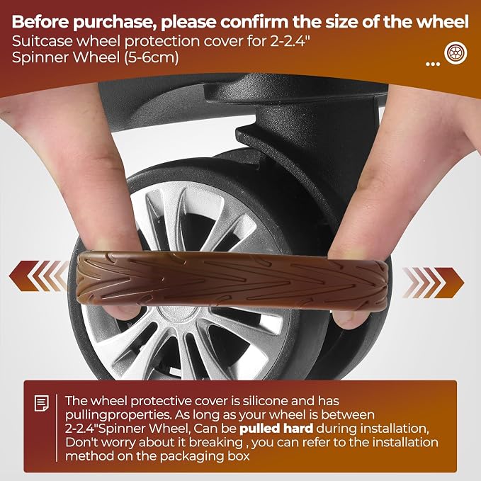 8Pcs Luggage Wheel Covers, Travel Accessories (Gradient Espresso Brown) | Wear-resistant & anti-noise silicone covers. Fits 2-2.4" wheels. Protects suitcase wheels. Travel essential for suitcases