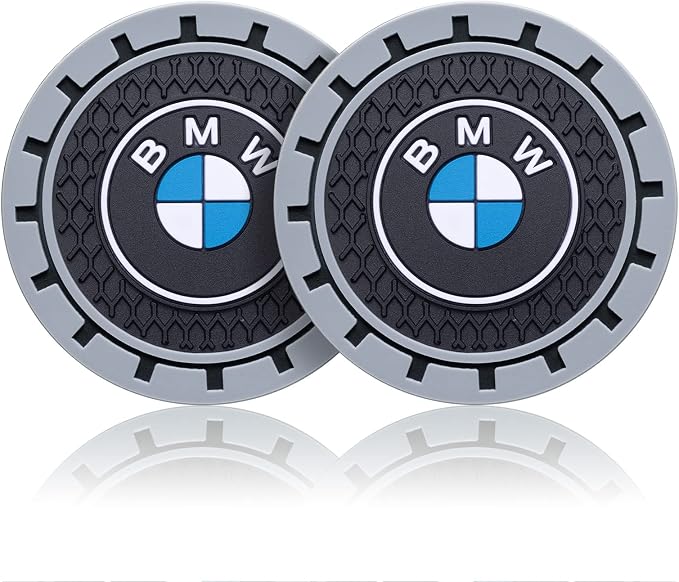 Car Cup Coaster, 2PCS Universal Non-Slip Cup Holders, Compatible with BMW SeriesCar Cup Holder Coasters，Car Drink Coaster Holder Accessory, Black