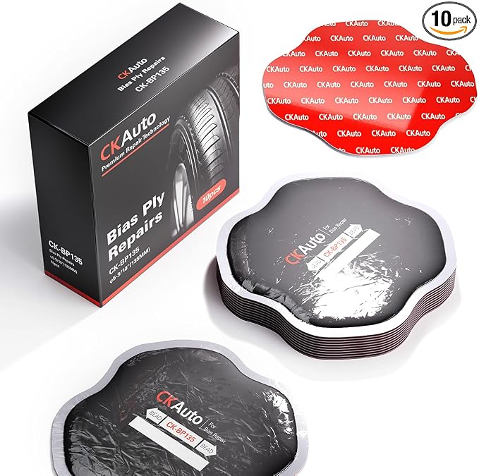 CKAuto 10 PCS Bias Tire Repair Patch Kit Heavy Duty Dia 5-5/16" (135mm) for Trucks Bus Agricultural Vehicles Trailer Tractor, Dia 5-5/16" (135mm) 10 PCS