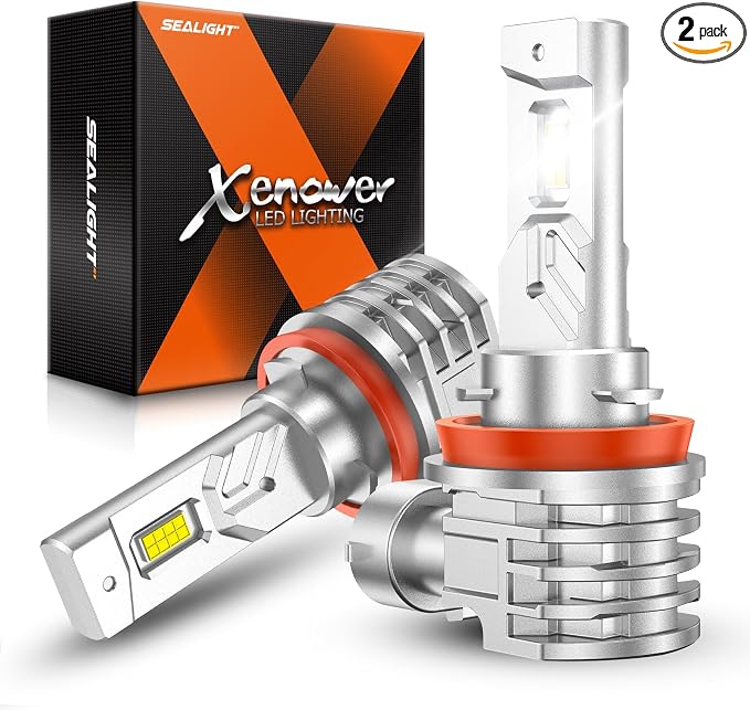 SEALIGHT H11 LED Fog Light Bulb 16000LM, 6000K White with Liquid-Cooled Copper Tube, H11/H16/H8 LED Fog Lights for Car, Trucks, Pack of 2