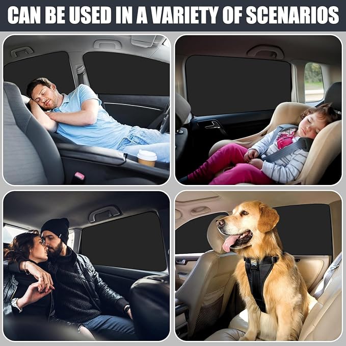 ZATOOTO Car Window Shade for Baby,2 Pack Universal Fit,Privacy&Insulation | 100% Blackout & UV Protection,Metal Frame Fit,Creates a Private Space for Car Camping, Road trips, Napping or Rest