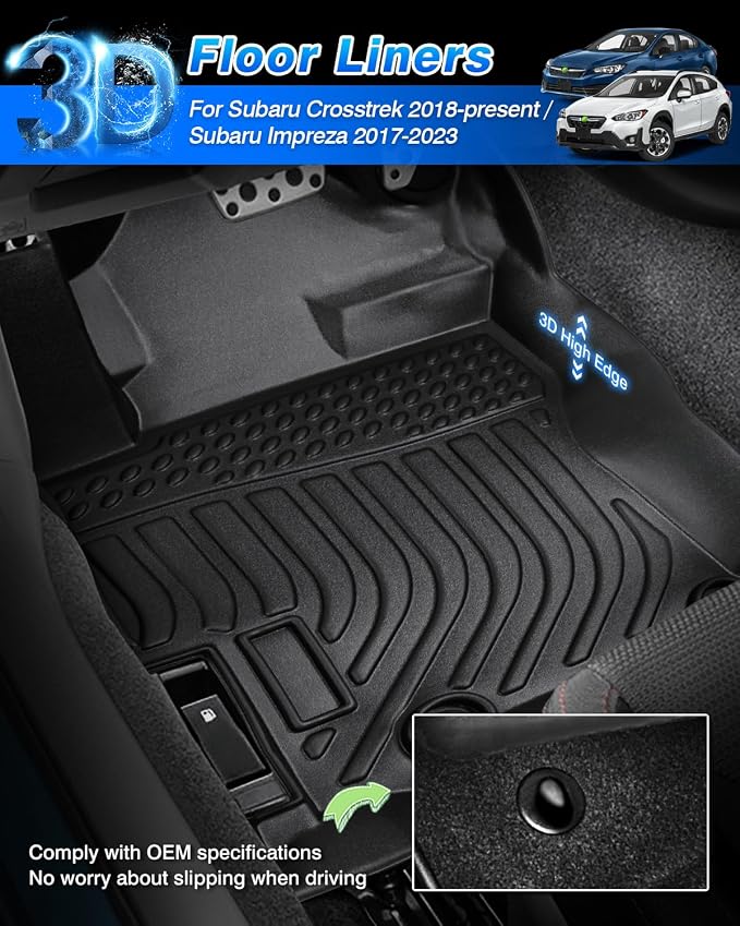 Crosstrek Floor Mats - Fits for Subaru Crosstrek 2018-2023/2017-2023 Impreza, All Weather Floor Mat for Crosstrek Accessories, Heavy Duty Rubber Mats, Car Accessories