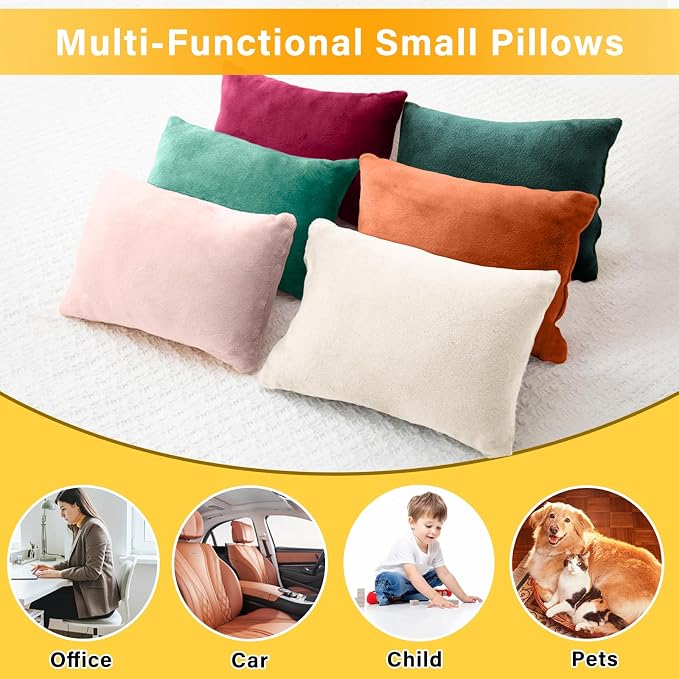 1 MIDDLE ONE 2 Pack Small Pillow, Memory Foam Mini Pillow 11 X 7 Inches for Travel, Sleeping, Nap and Neck, Knee, Lumbar Support, Tiny Cushion for Pet, Dogs (Burgundy)