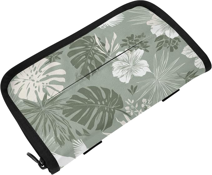 Car Visor Tissue Holder Mask Holder for Car, Car Tissue Box Sun Visor Napkin Holder Car Visor Accessories Adjustable Straps Reusable Durable Easy to Install Tropical Palm Leaves Birds Flower