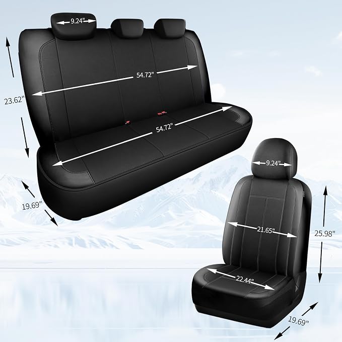 HChengkikz Full Set Neoprene Waterproof Car Seat Covers, Seat Protectors | Water Resistant Seat Protectors, Airbag Compatible, Universal Fit for Sedans, SUVs, Trucks, Vans