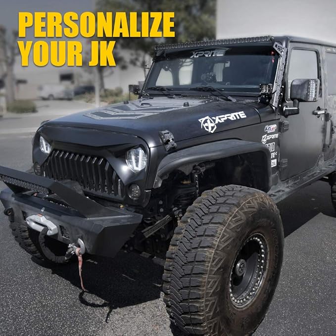 Xprite Windshield Mounting Brackets for 50 Inch LED Light Bar & Pod Lights, Light Bar Mounts Compatible with 2007-2018 Jeep Wrangler JK, 2PCS