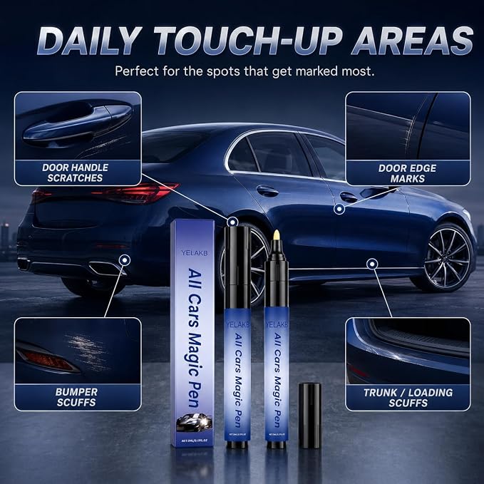 2PCS Magic Car Scratch Removal Pen, Car Scratch Remover Pen, Quick Paint Scratch Repair Pen, Waterproof & Sunproof Touch Up Pen for All Vehicles & Most Colors Clear