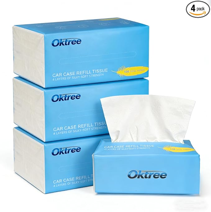 Ultra Soft Facial Tissues, 4 Packs, 100 Sheets per Pack (400 Total), 4-Ply, Strong & Gentle, Car, Home & Travel Use (1 Count (Pack of 4))