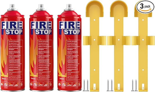 AmzBoom 3-Pack Fire Extinguisher for Home, Kitchen, Car, Camping & Electronics - ABC/K Class with Mounts - Portable, Long-Lasting.