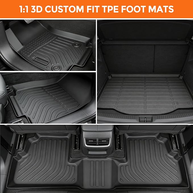 Floor Mats for Chevrolet Chevy Trax 2014-2023 & for Buick Encore 2013-2023 | (Not for Encore GX), Heavy Duty TPE All Weather Protection, Waterproof Non-Slip Black (Two-Row Floor Mats & Cargo Liner)