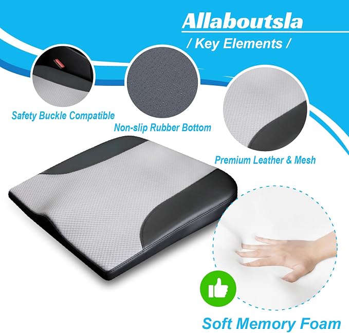 Allaboutsla Car Seat Cushion, Car Seat Cushions for Long Driving | Comfortable Memory Foam Driver Seat Cushion, Automotive Seat Cushions, Butt Pillow for Car,Truck, Office Chair, B&G