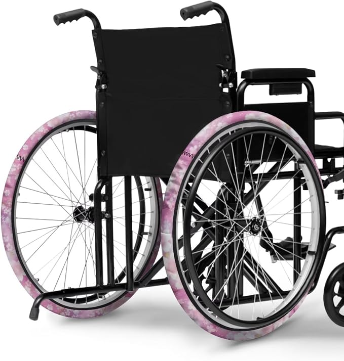 2 Pairs Wheelchair Tire Covers Protectors Purple Pink Tie-Dye 24 Inch Wheelchair Cover Non Slip Wear Resistant Wheelchairs Ring Protective Covers for Adults
