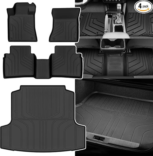 KUST Floor Mats Cargo Mat for 2019-2026 Nissan Altima Accessories, All Weather Floor Lines & Rear Trunk Liner TPE Rubber Car Mats Raised Edge, Full Set of 4PCS