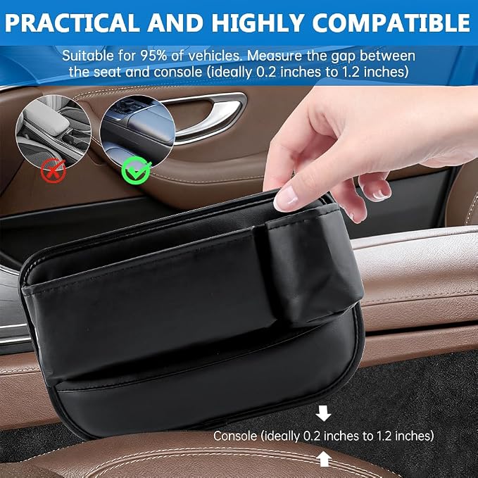 Car Seat Gap Filler Organizer, 2 Pack Multifunctional Car Seat Organizer Easy Access to Phone/Keys, Universal Fit for Car SUV Truck Multi-Purpose Essentials Organizer